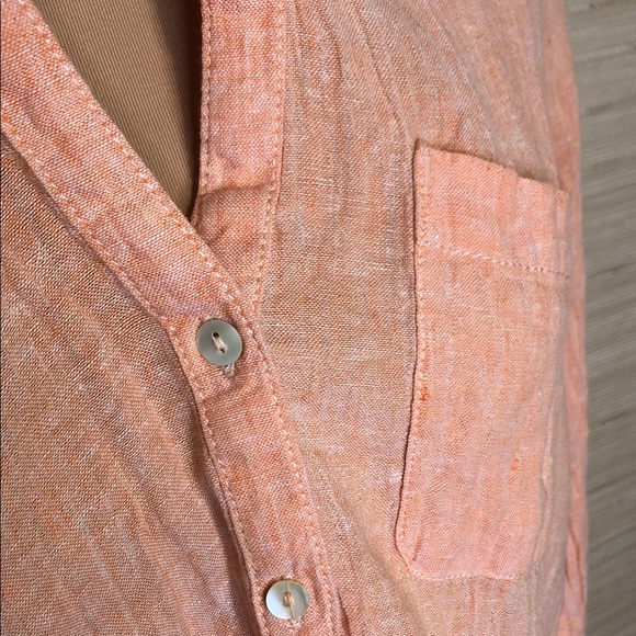 Sigrid Olsen Orange Button-Up Long Sleeve 100% Linen Shirt size Medium - Picture 2 of 11
